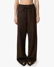 AMI Paris Elasticated Wool Gabardine Waist Pants Dark Coffee