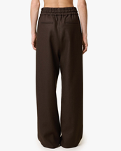 AMI Paris Elasticated Wool Gabardine Waist Pants Dark Coffee