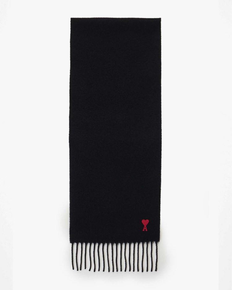 AMI Paris Ami De Coeur Classic Scarf Black