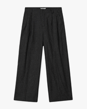 Teurn Studios Relaxed-Fit Pleated Trousers Grey Pinstripe