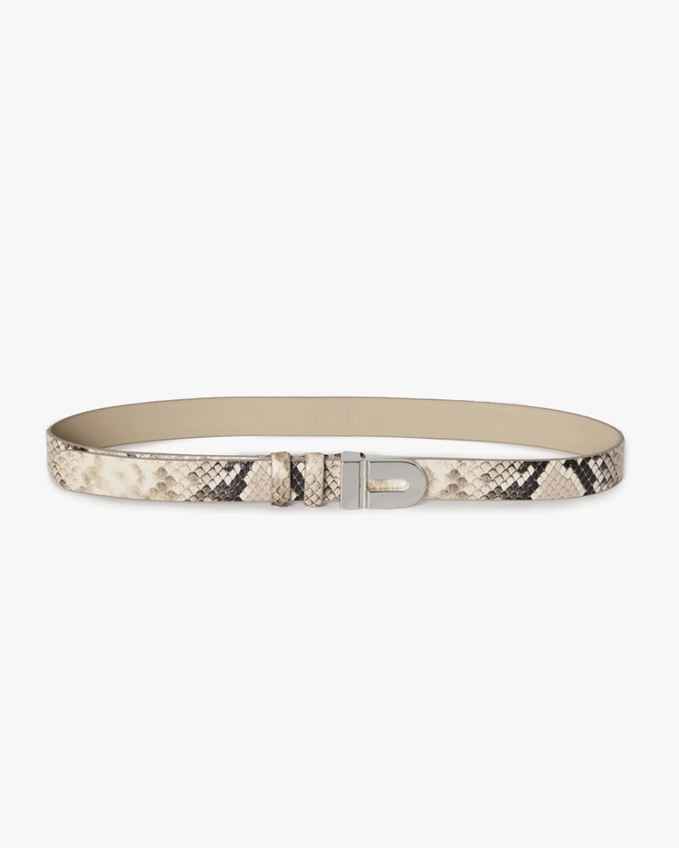 Teurn Studios Signature Monogram Leather Belt Silver Snake