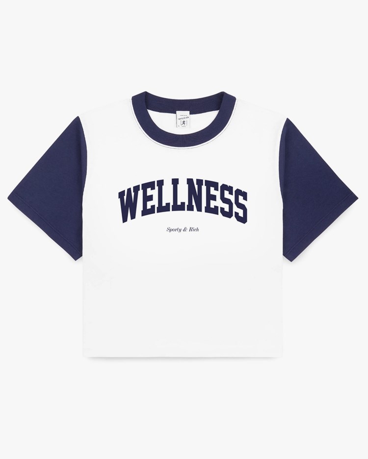 Sporty & Rich Wellness Ivy Color Block Cropped Tee White