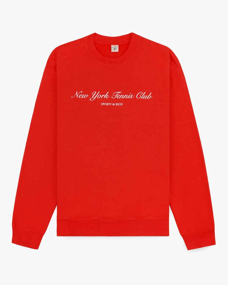 Sporty & Rich NY Tennis Club Crewneck Bright Red