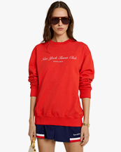 Sporty & Rich NY Tennis Club Crewneck Bright Red