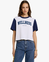 Sporty & Rich Wellness Ivy Color Block Cropped Tee White