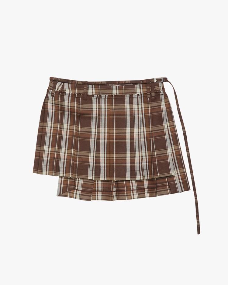 Acne Studios Pleated Tartan Skirt Brown/Beige