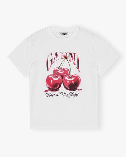 Ganni Basic Jersey Cherry T-Shirt Bright White