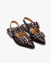 Ganni Chunky Buckle Ballerina Burgundy