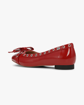 Ganni Eyelets Bow Ballerina Racing Red