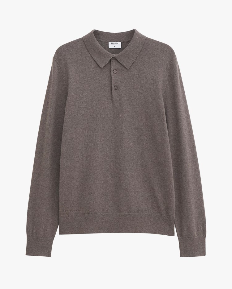 Filippa K Knitted Polo Shirt Dark Sage