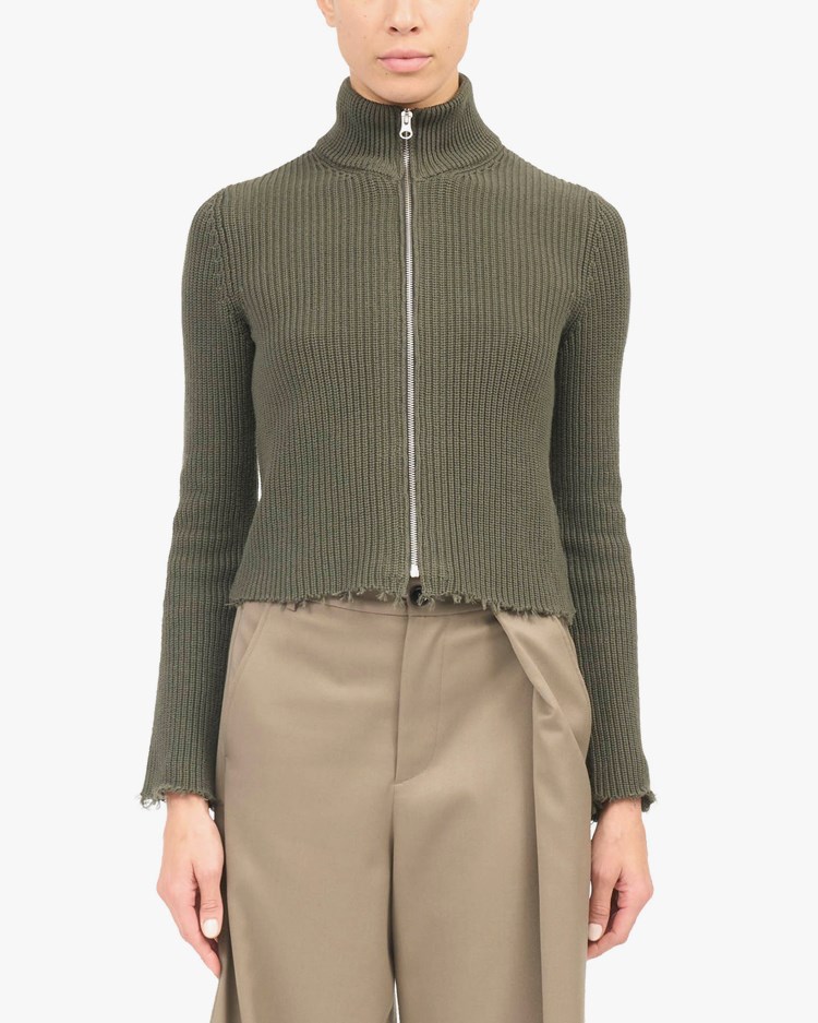 MM6 Maison Margiela Zip Knit Sweater Khaki