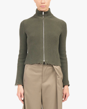 MM6 Maison Margiela Zip Knit Sweater Khaki
