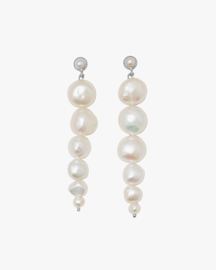 Blue Billie Drop Pearl Earrings Silver