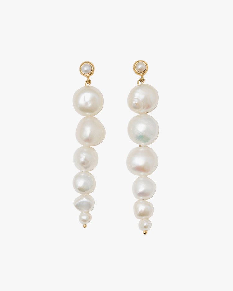 Blue Billie Drop Pearl Earrings Gold