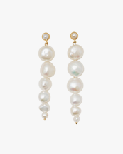 Blue Billie Drop Pearl Earrings Gold