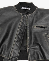 Acne Studios Leather Bomber Jacket Black