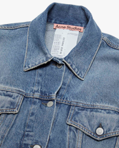 Acne Studios Relaxed Cropped Fit Denim Jacket Mid Blue