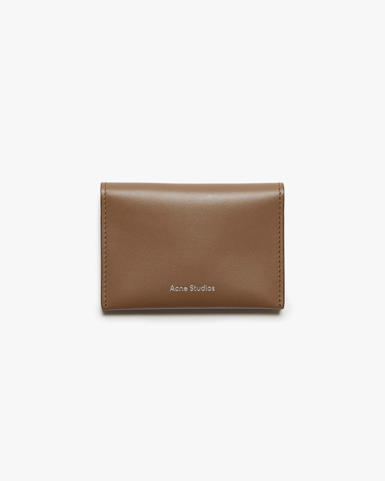 Acne Studios Folded Leather Card Holder Camel Brown