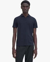 Filippa K Stretch Cotton Polo T-Shirt Navy