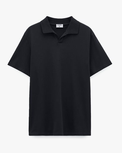 Filippa K Stretch Cotton Polo T-Shirt Black