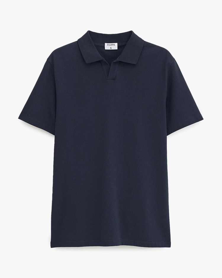 Filippa K Stretch Cotton Polo T-Shirt Navy