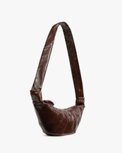 Lemaire Medium Croissant Bag Coated Cotton Chocolate Fondant