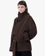 Lemaire Short Bathrobe Duffle Coat Brown Chine