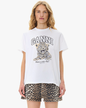 Ganni Basic Jersey Leopard T-Shirt Leopard