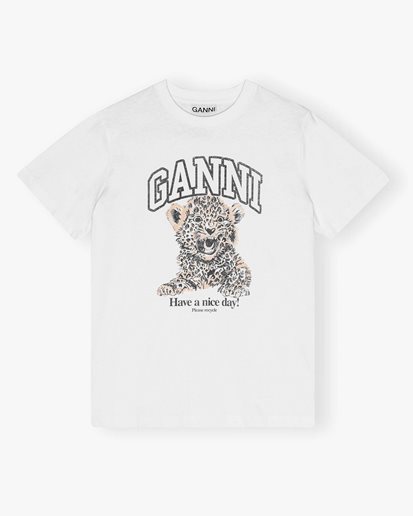 Ganni Basic Jersey Leopard T-Shirt Leopard