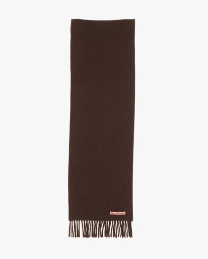 Acne Studios Canada Fringe Wool Scarf Skinny Brown Melange