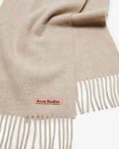 Acne Studios Canada Fringe Wool Scarf Skinny Oatmeal Melange