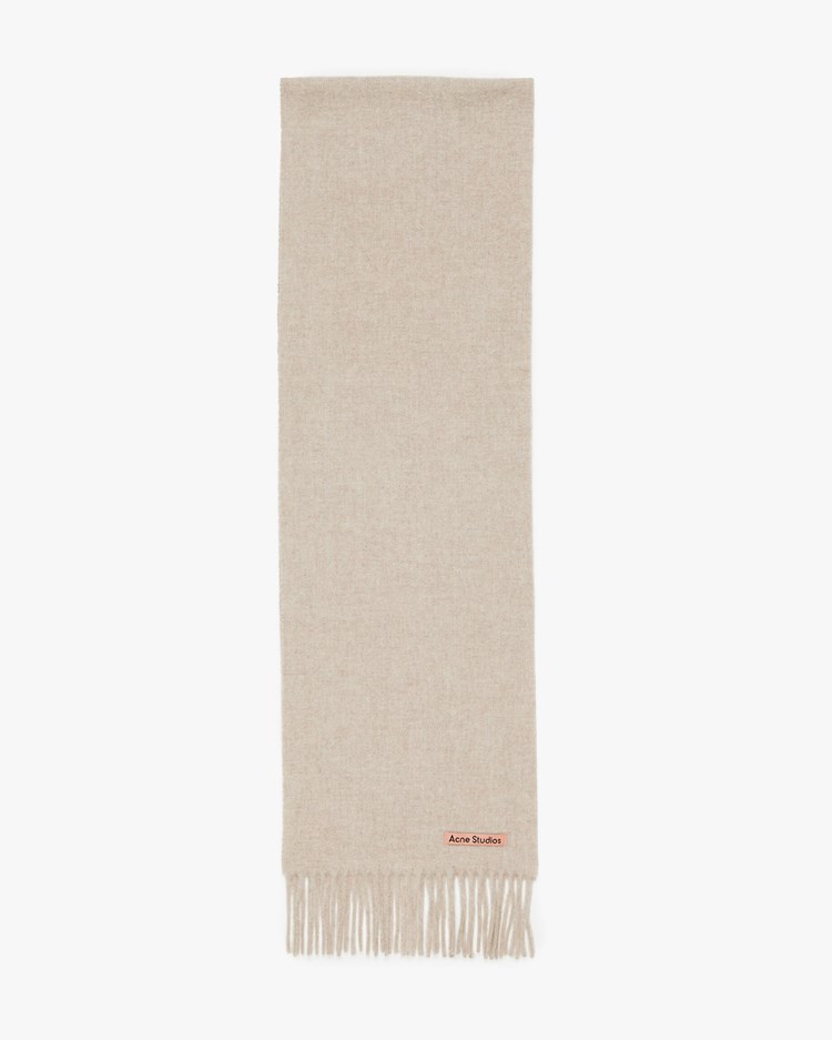 Acne Studios Canada Fringe Wool Scarf Skinny Oatmeal Melange