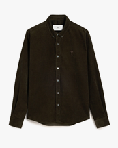 AMI Paris Ami De Coeur Classic Corduroy Shirt Dark Coffee