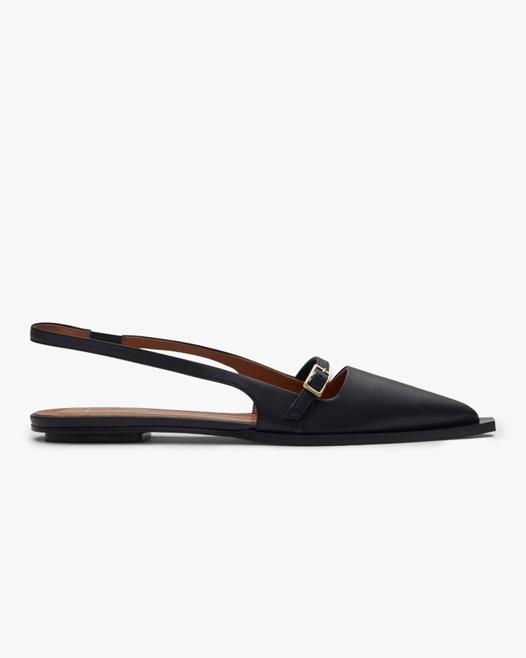 ATP Atelier Cortina Flat Slingbacks Black Nappa