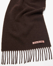 Acne Studios Canada Fringe Wool Scarf Skinny Brown Melange