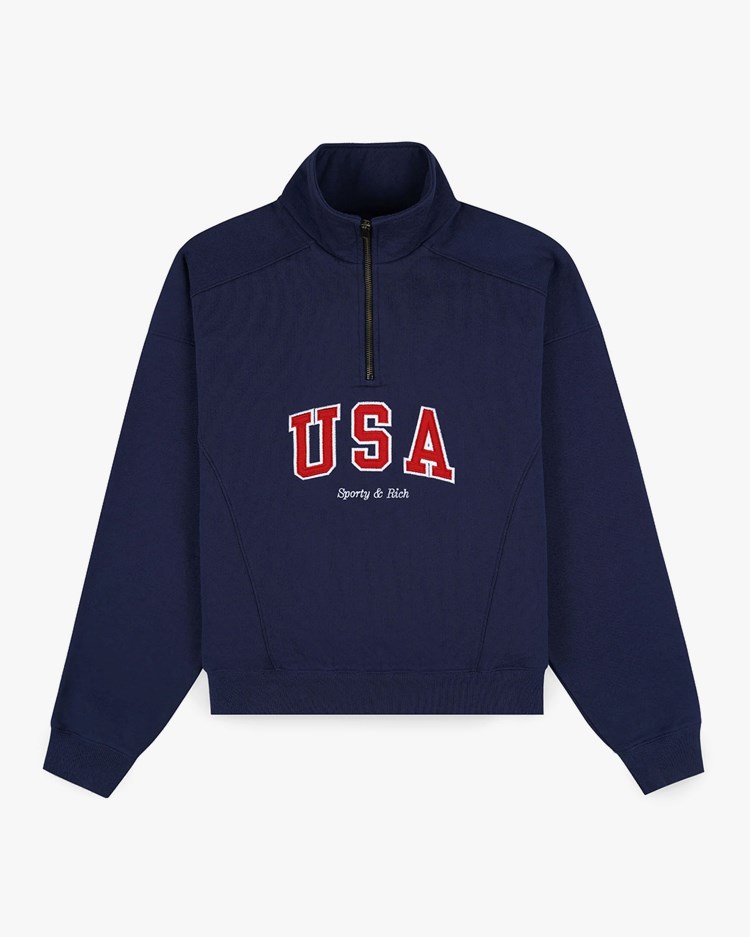 Sporty & Rich Usa Quarter Zip Navy