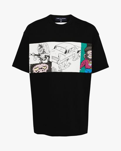 Comme des Garçons Homme Cotton T-Shirt Torre Pentel Print Black X Mix