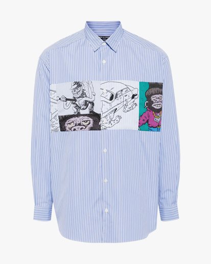 Comme des Garçons Homme Cotton Poplin Shirt Torre Pentel Print	Sax/Navy/Whit