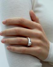 Ragbag Dualism Freshwater Pearl Ring Silver