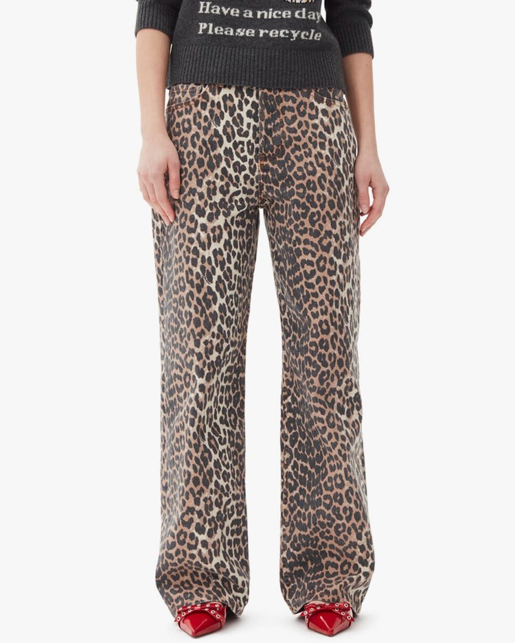 Ganni Print Denim Izey Leopard
