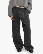 Teurn Studios Relaxed-Fit Pleated Trousers Grey Pinstripe