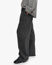 Teurn Studios Relaxed-Fit Pleated Trousers Grey Pinstripe