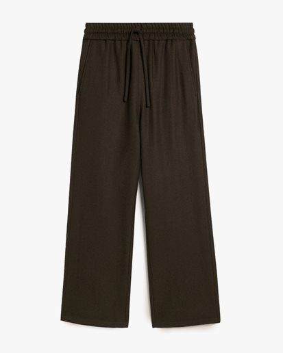 AMI Paris Elasticated Wool Gabardine Waist Pants Dark Coffee