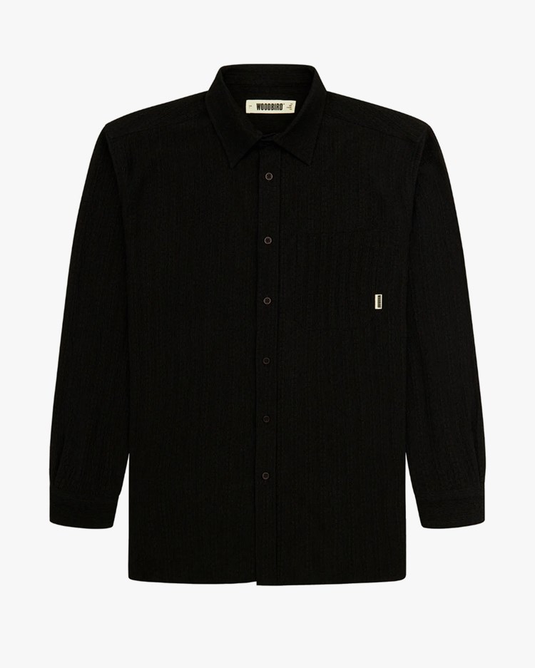 Woodbird Yuzo Struck Shirt Black