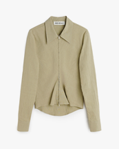 Our Legacy Slim Zip Shirt Dry Grass Rugged Lincot