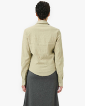 Our Legacy Slim Zip Shirt Dry Grass Rugged Lincot