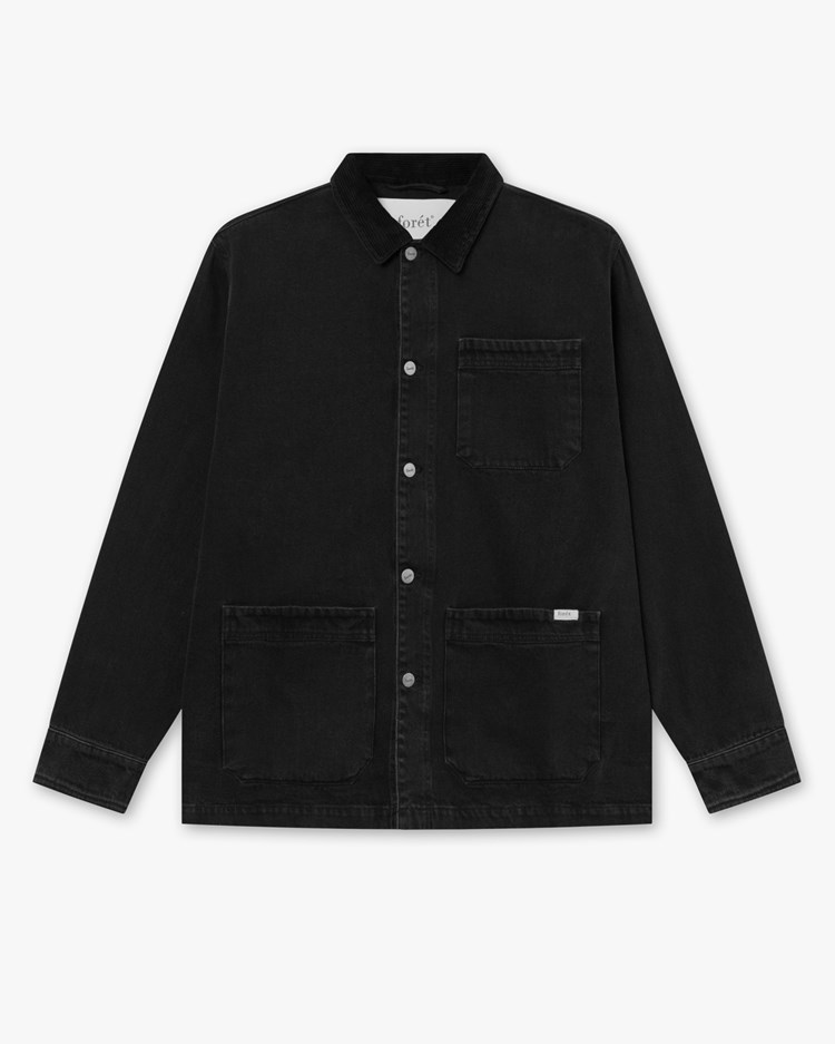 Forét Rowan Overshirt Washed Black Denim