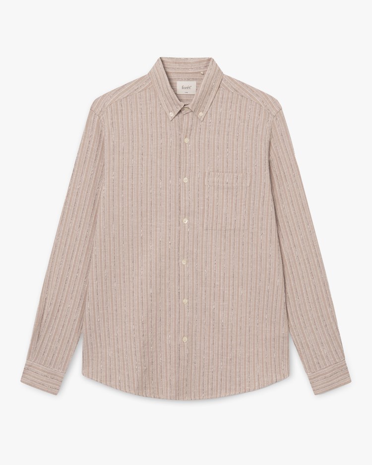 Forét Camp Linen Shirt Khaki Stripe