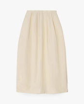 House of Dagmar Curved Pleated Skirt Cream White