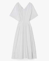 House of Dagmar Poplin V-Neck Dress White